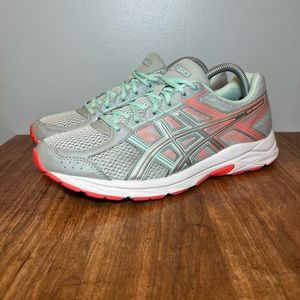 Asics Gel-Contend 4 Running Shoes Grey/Coral/Mint Womens Size 10D